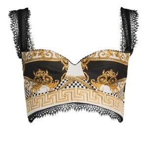 Versace La Coupe Des Dieux Black and Gold Silk Bralett size 40 (US 4)